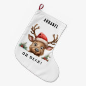 FUNNY Holiday Reindeer Großer Weihnachtsstrumpf (Vorderansicht (hängend))