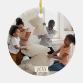 Funny Holiday Selten Ruhe Immer Foto hell Keramik Ornament (Hinten)