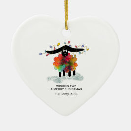Funny Holiday Shee mit Weihnachtslicht Keramik Ornament