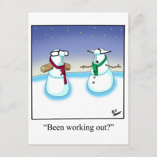Funny Holiday Snowman Cartoon Postcard Feiertagspostkarte