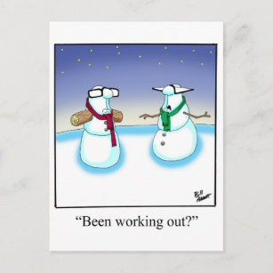 Funny Holiday Snowman Cartoon Postcard Feiertagspostkarte