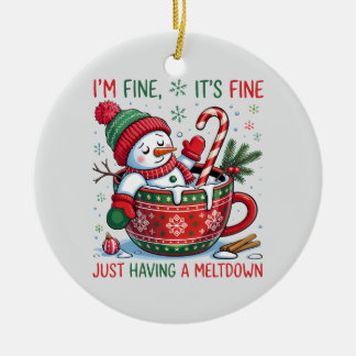 “Funny Holiday – Snowman Meltdown Keramik Ornament
