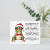 Funny Holiday Survival Tipps vom Frosch Postkarte (Stehend Vorderseite)