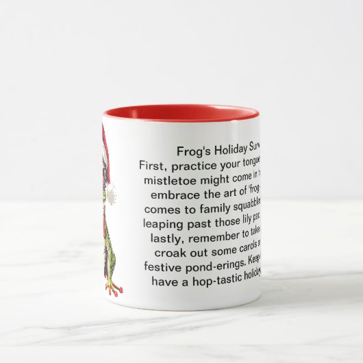 Funny Holiday Survival Tipps vom Frosch Tasse (Zentrum)