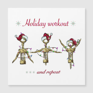 Funny Holiday Workout Weihnachtskarte Magnetkarte