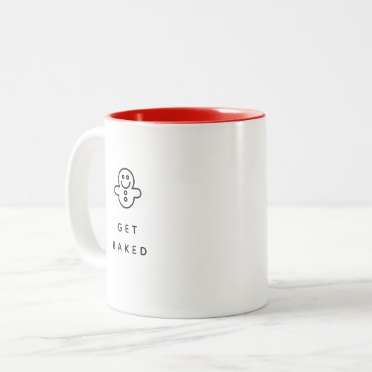 Funny Holiday Zitat gebacken Minimalistisch Zweifarbige Tasse (Vorderseite Links)
