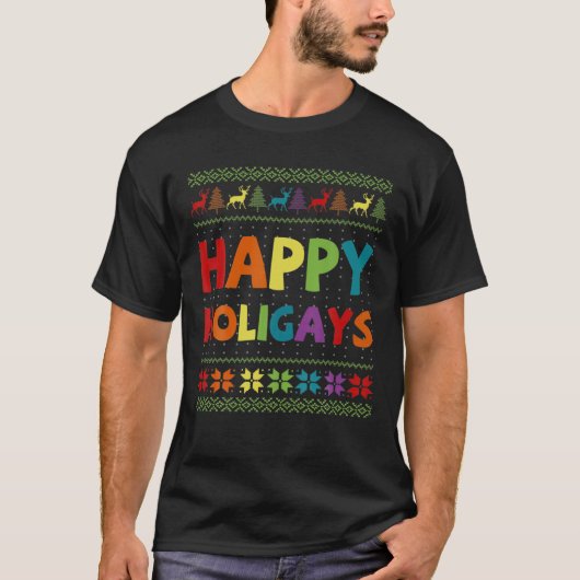 Funny Holigays Rainbow Party Gay Christmas LGBT Xm T-Shirt (Vorderseite)