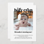 Funny Holly Crap Girl oder Boy First Birthday Part Einladung (Vorne/Hinten)