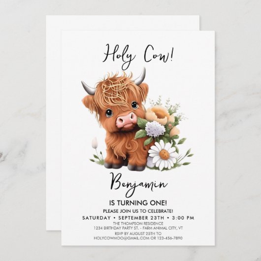 Funny Holy Blume Geburtstag Einladung (Vorne/Hinten)