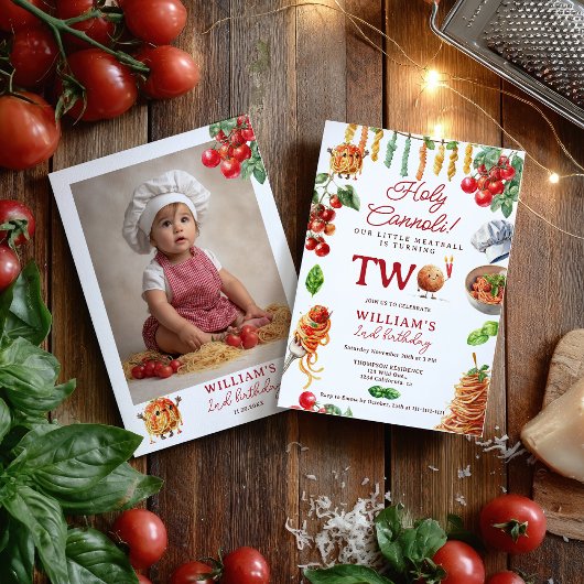 Funny Holy Cannoli little meatball 2nd birthday Einladung