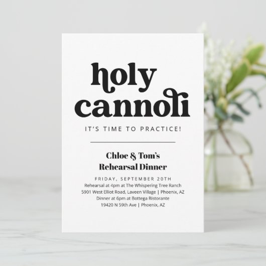 Funny Holy Cannoli Probe Dinner Einladung (Stehend Vorderseite)
