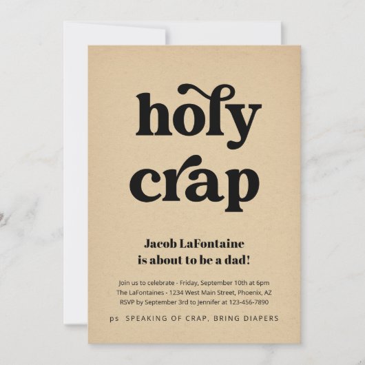 Funny Holy Crap Daddy Diaper Party Einladung (Vorderseite)