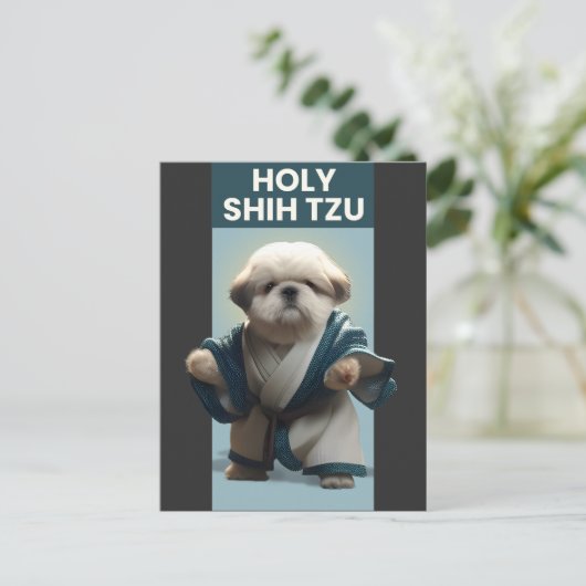 Funny Holy Shi Tzu Dog Postcard Postkarte (Stehend Vorderseite)