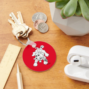 Funny Holzkohlenhund Zeichne Hand in Mund Schlüsselanhänger