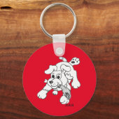 Funny Holzkohlenhund Zeichne Hand in Mund Schlüsselanhänger (Vorderseite)