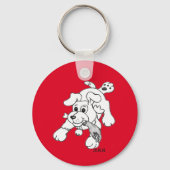 Funny Holzkohlenhund Zeichne Hand in Mund Schlüsselanhänger (Rückseite)