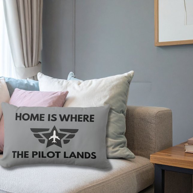 Funny Home Is Where The Pilot Lands Plane Welcome  Lendenkissen (Von Creator hochgeladen)