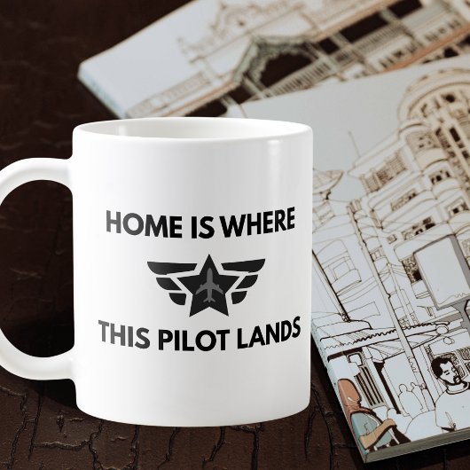Funny Home Where This Pilot Lands Plane Welcome Kaffeetasse