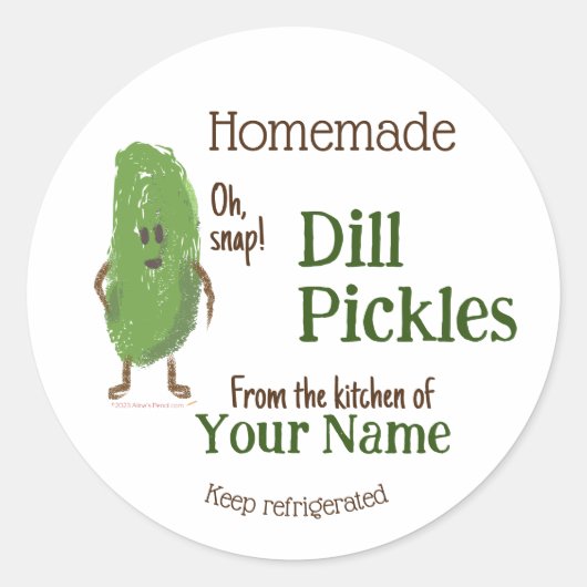 Funny Homemade Dill Pickles Your Name Cucumber Runder Aufkleber (Vorderseite)