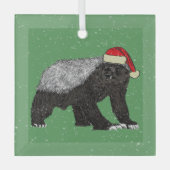 Funny Honey Badger Christmas Ornament Aus Glas (Vorderseite)