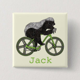 Funny Honey Badger Cycling Badass Bicycle Add Name Button