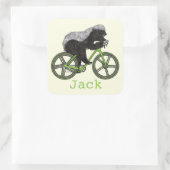 Funny Honey Badger Cycling Badass Bicycle Add Name Quadratischer Aufkleber (Tasche)