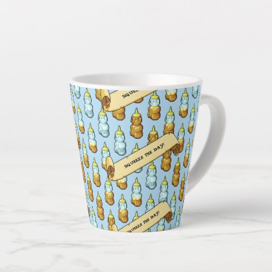 Funny Honey Bear Bottle Squeeze The Day! Pattern Milchtasse (Rechte Ecke)