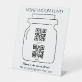 Funny Honeymoon Fond QR Code Digital Tipp Jar Sockelschild (Vorderseite)