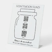 Funny Honeymoon Fond QR Code Digital Tipp Jar Sockelschild (Vorderseite)