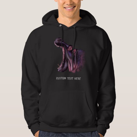 Funny Hoodie mit Big Hippo und benutzerdefiniertem (Vorderseite)