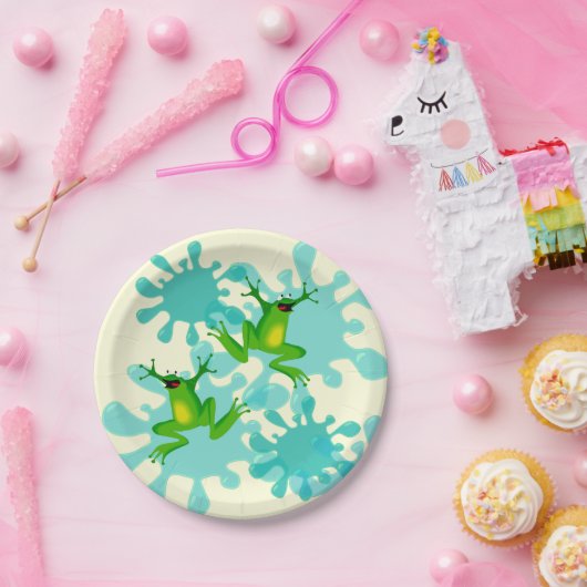 Funny Hoppy Birthday Frog 7" Party Plate Pappteller (Party)