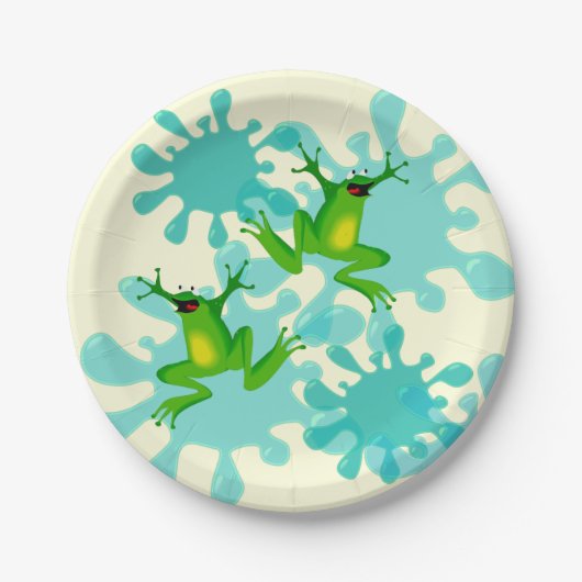 Funny Hoppy Birthday Frog 7" Party Plate Pappteller (Vorderseite)