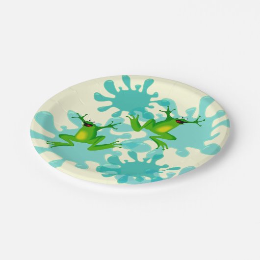Funny Hoppy Birthday Frog 7" Party Plate Pappteller (Schrägansicht)