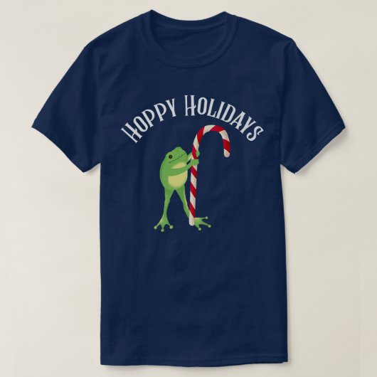 Funny HOPPY FERIEN Weihnachten Candy Cane Frog Cot T-Shirt (Design vorne)