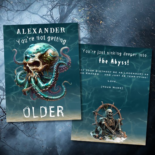 Funny Horror dachte Kraken Skull für ihn Geburtsta Karte