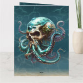 Funny Horror dachte Kraken Skull für ihn Geburtsta Karte (Rückseite)