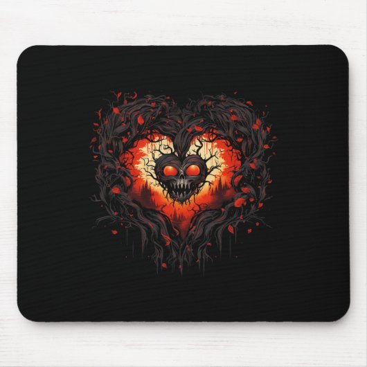 Funny Horror Ghost Red Heart Skull Creepy Hallowee Mousepad (Vorne)