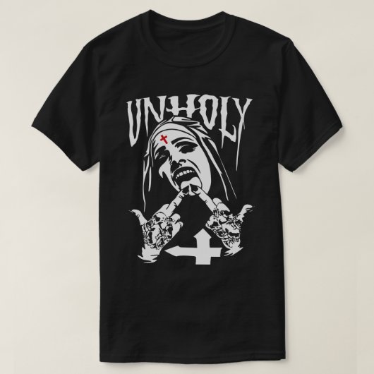 Funny Horror Unholy Nun T-Shirt (Design vorne)