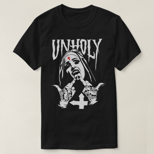 Funny Horror Unholy Nun T-Shirt (Design vorne)