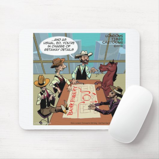 Funny Horse Bank Robber Mousepad (Mit Mouse)