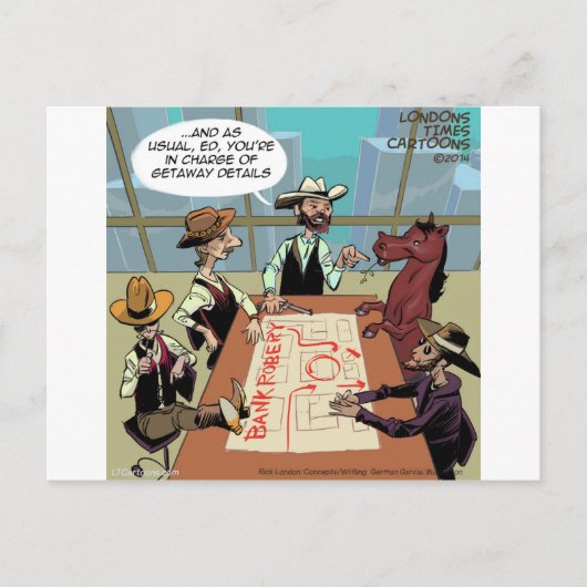 Funny Horse Bank Robber Postkarte (Vorderseite)