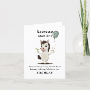 Funny Horse Birthday Card Kaffee und Martini Dankeskarte
