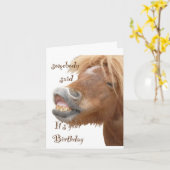 Funny Horse Birthday Card Karte (Gelbe Blume)