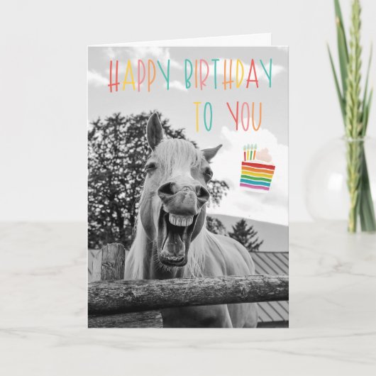 Funny Horse Birthday Card Karte (Vorderseite)