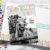 Funny Horse Birthday Card mit Name und Alter Karte