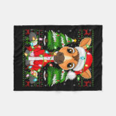 Funny Horse Christmas Lights Santa Costume Ugly Xm Fleecedecke (Vorderseite (Horizontal))