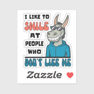 Funny Horse Donkey lächeln bei Menschen sarkastisc Aufkleber