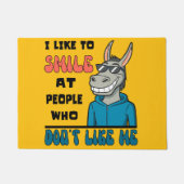 Funny Horse Donkey lächeln bei Menschen sarkastisc Fußmatte (Vorderseite)