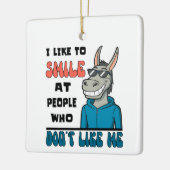 Funny Horse Donkey lächeln bei Menschen sarkastisc Keramikornament (Links)
