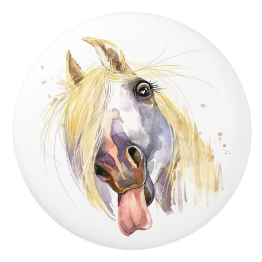 Funny Horse Drawer Knobs Keramikknauf (Vorderseite)